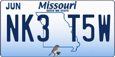 MO license plate NK3T5W