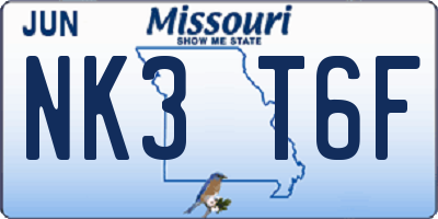 MO license plate NK3T6F