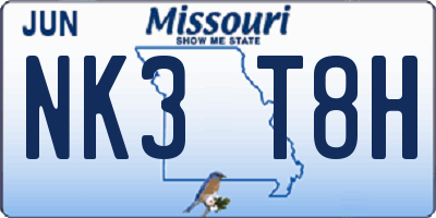 MO license plate NK3T8H