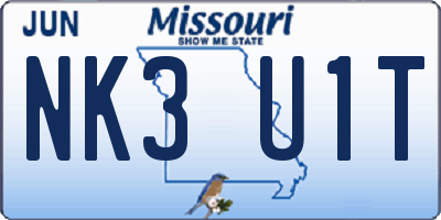 MO license plate NK3U1T