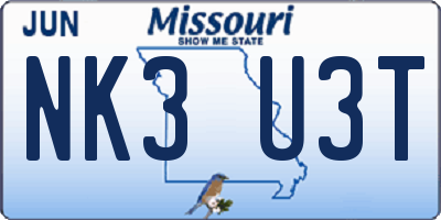 MO license plate NK3U3T