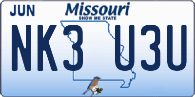 MO license plate NK3U3U