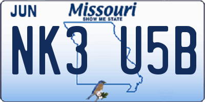 MO license plate NK3U5B