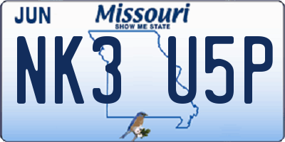 MO license plate NK3U5P
