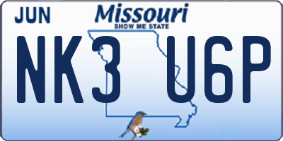 MO license plate NK3U6P