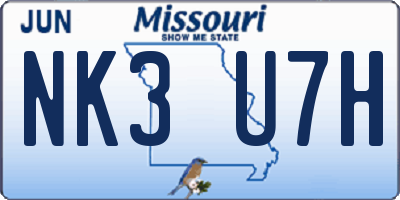 MO license plate NK3U7H