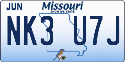 MO license plate NK3U7J
