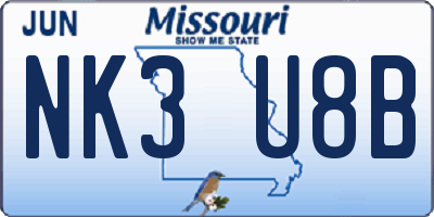 MO license plate NK3U8B