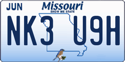 MO license plate NK3U9H