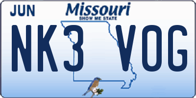 MO license plate NK3V0G