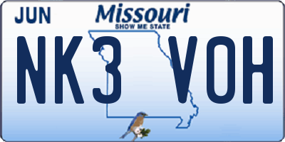 MO license plate NK3V0H