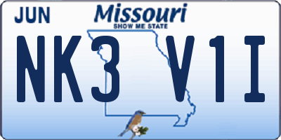 MO license plate NK3V1I