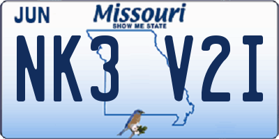 MO license plate NK3V2I