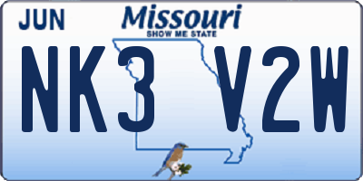 MO license plate NK3V2W