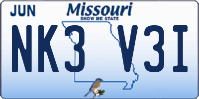 MO license plate NK3V3I