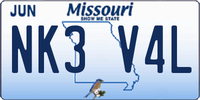 MO license plate NK3V4L