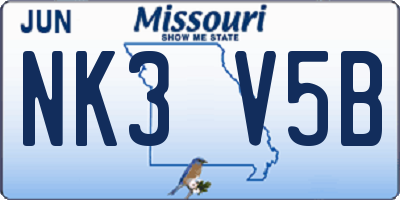 MO license plate NK3V5B