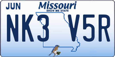 MO license plate NK3V5R
