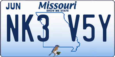 MO license plate NK3V5Y