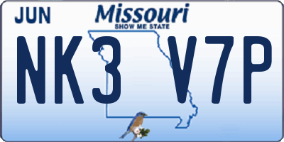 MO license plate NK3V7P