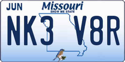 MO license plate NK3V8R