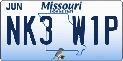 MO license plate NK3W1P
