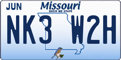 MO license plate NK3W2H