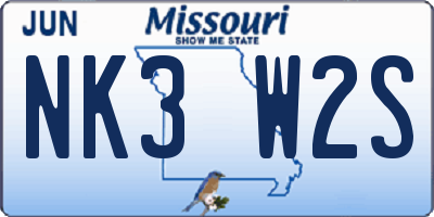 MO license plate NK3W2S