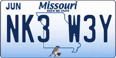MO license plate NK3W3Y