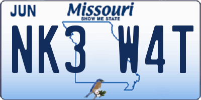 MO license plate NK3W4T