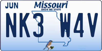 MO license plate NK3W4V