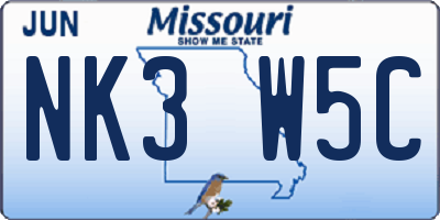 MO license plate NK3W5C