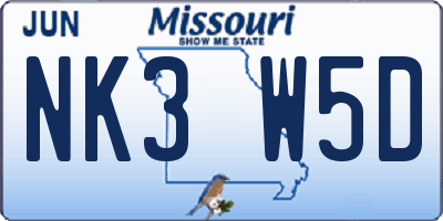 MO license plate NK3W5D