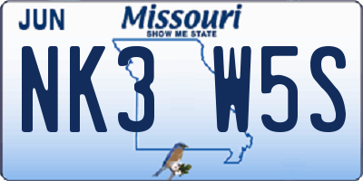 MO license plate NK3W5S
