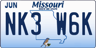 MO license plate NK3W6K