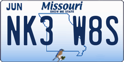 MO license plate NK3W8S