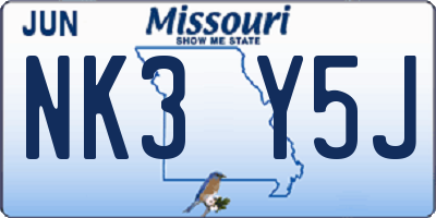 MO license plate NK3Y5J
