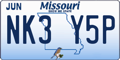 MO license plate NK3Y5P