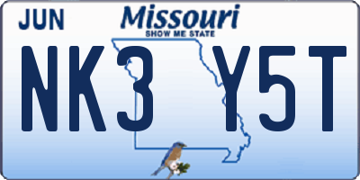 MO license plate NK3Y5T