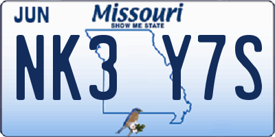 MO license plate NK3Y7S