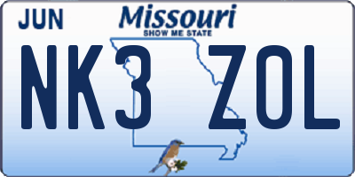 MO license plate NK3Z0L