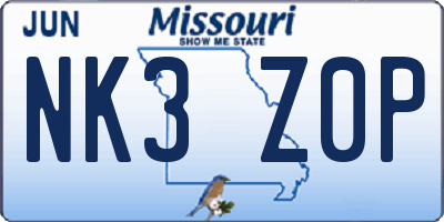 MO license plate NK3Z0P