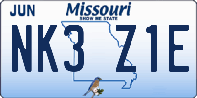 MO license plate NK3Z1E