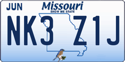MO license plate NK3Z1J