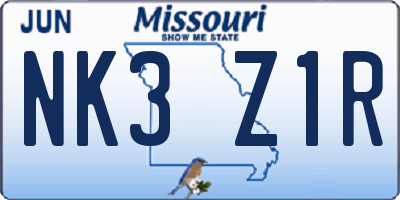 MO license plate NK3Z1R
