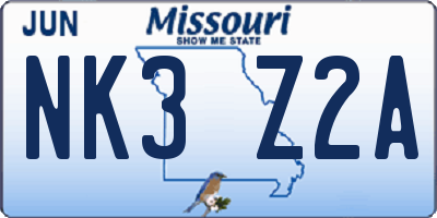 MO license plate NK3Z2A