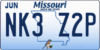 MO license plate NK3Z2P
