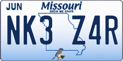 MO license plate NK3Z4R