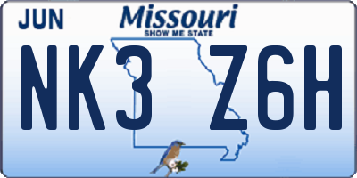 MO license plate NK3Z6H