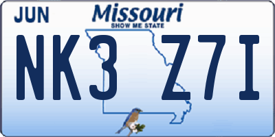 MO license plate NK3Z7I
